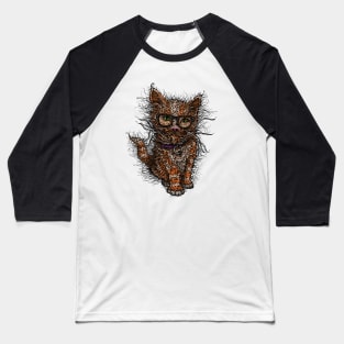 Curly Mustache Hipster Cat Baseball T-Shirt